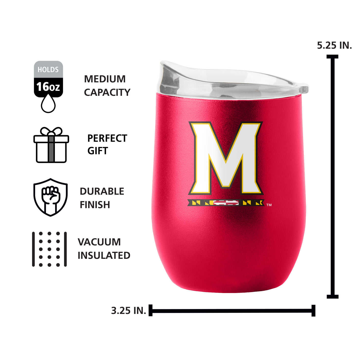 Maryland 16oz Flipside Powder Coat Curved Bev