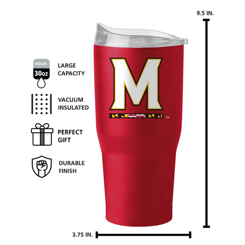 Maryland 30oz Flipside powder coat tumbler by Logo Brands, durable drinkware with a Maryland team logo design.
