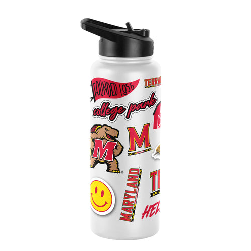 Maryland 34oz Native Quencher Bottle drinkware by Logo Brands, showing a large water bottle with Maryland logo and vibrant design.