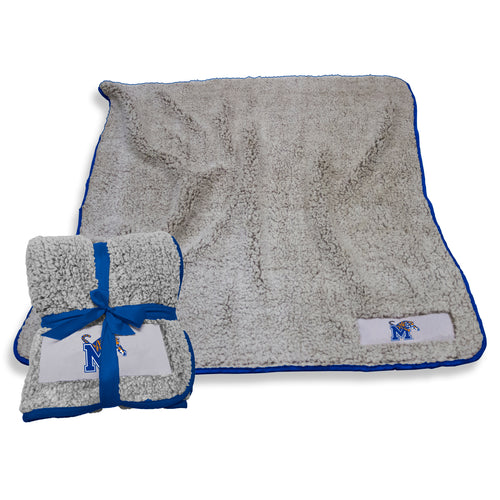 Memphis Leaping Tiger Frosty Fleece blanket by Logo Brands, featuring colorful tiger design on soft, cozy fleece fabric.