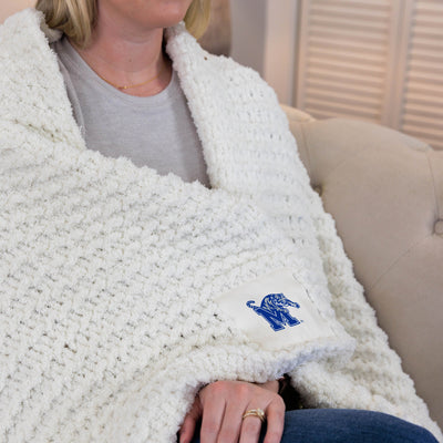 Memphis Solid Ivory Cable Knit Throw 50x60