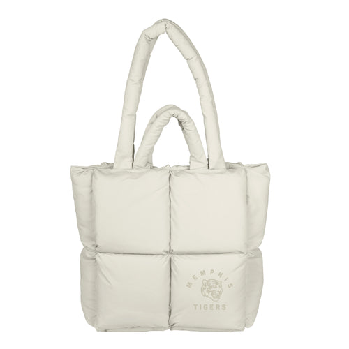 Memphis Sand Puff Tote bag by Logo Brands, stylish and lightweight with a soft puffed design and spacious interior.