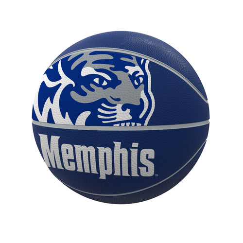 Memphis Alternate full size rubber basketball by Logo Brands, designed for recreational play, showing the basketball's textured surface.