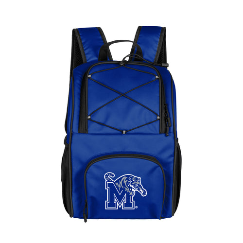 Memphis 24 Can Flex Backpack Cooler by Logo Brands showing insulated cooler with adjustable straps and front pocket.