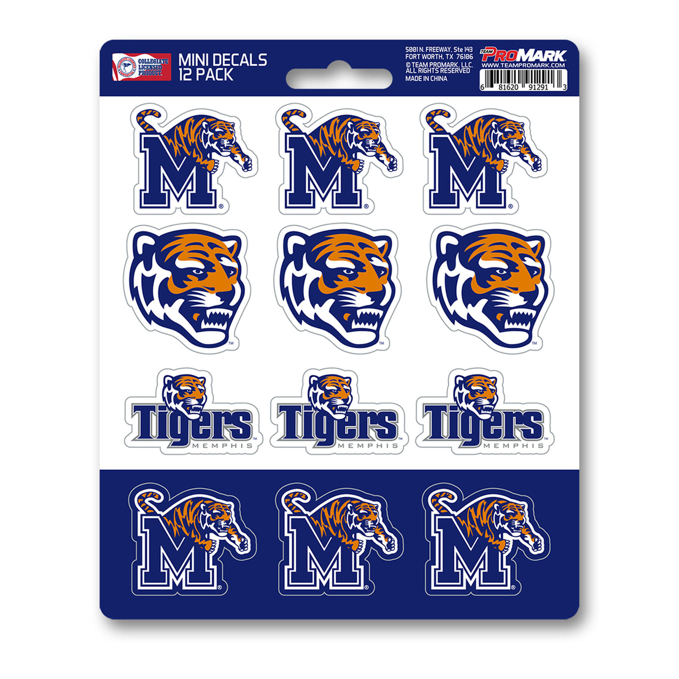 University of Memphis Mini Decal 12-pk