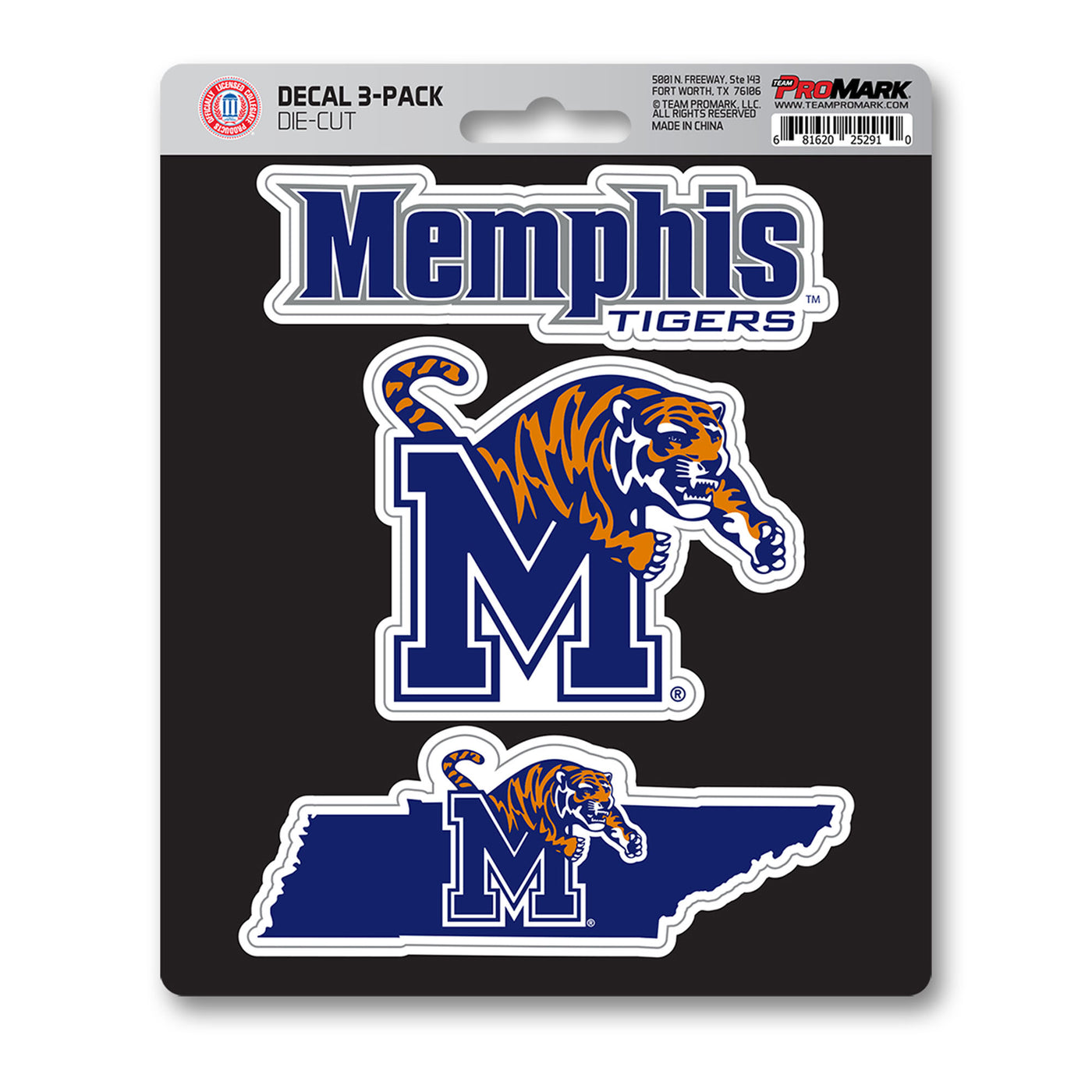 University of Memphis Decal 3-pk