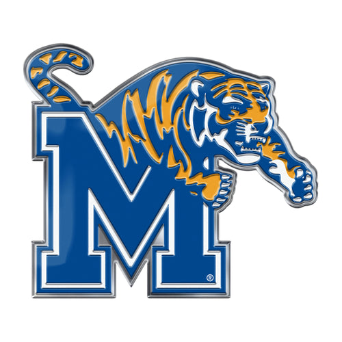 University of Memphis embossed color emblem by Logo Brands, featuring detailed Memphis Tigers logo and vibrant school colors.