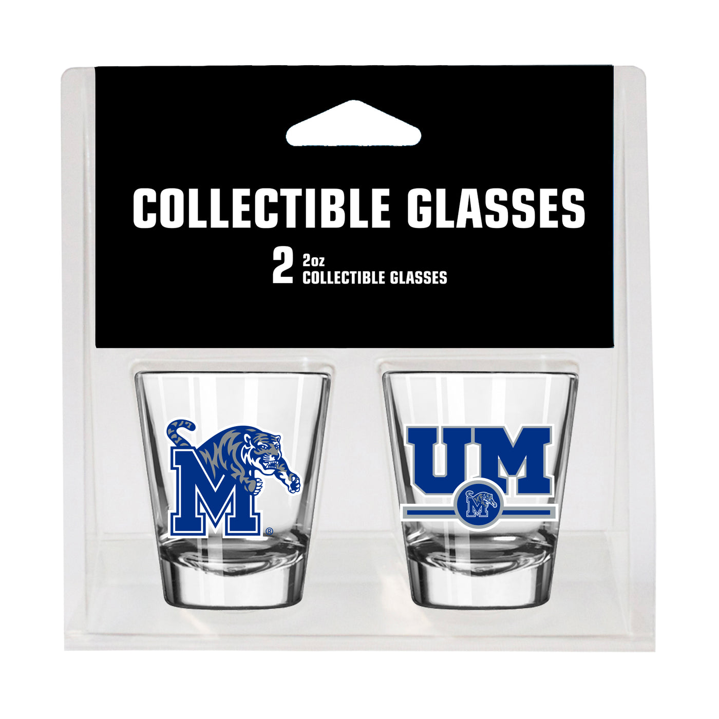 Memphis Campus Colors 2oz Letterman Shot Glass 2 Pack