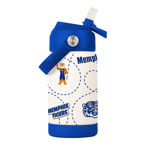 Memphis 12oz Mascot SS kids bottle by Logo Brands, stainless steel drinkware with Memphis mascot design, suitable for children.