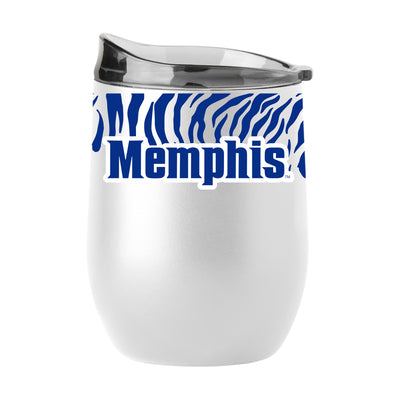 Memphis 16oz Tiger Stripe White Powder Coat Curved Bev