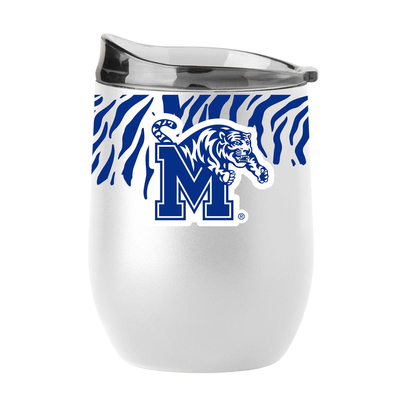 Memphis 16oz Tiger Stripe White Powder Coat Curved Bev