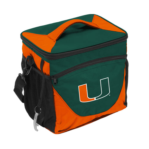 Miami 24 Can Cooler by Logo Brands, insulated cooler with multiple compartments and a sturdy handle, suitable for outdoor gatherings.
