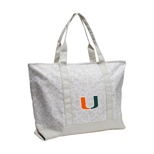 Leopard pattern tote bag from Logo Brands featuring spacious design and stylish animal print fabric.