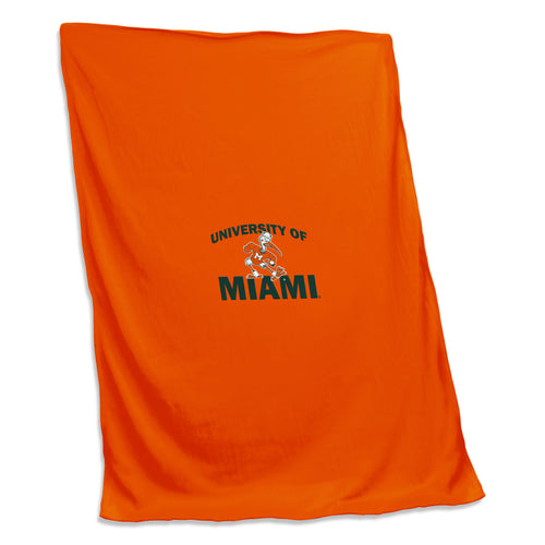 Miami Screened Sweatshirt Blanket by Logo Brands, soft cozy blanket with Miami-themed design, perfect for lounging and warmth.