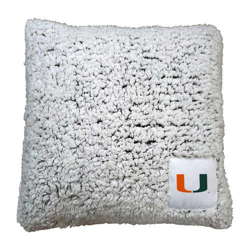 Miami Frosty Throw Pillow by Logo Brands, soft blue blanket with plush texture, displayed on a cozy sofa.