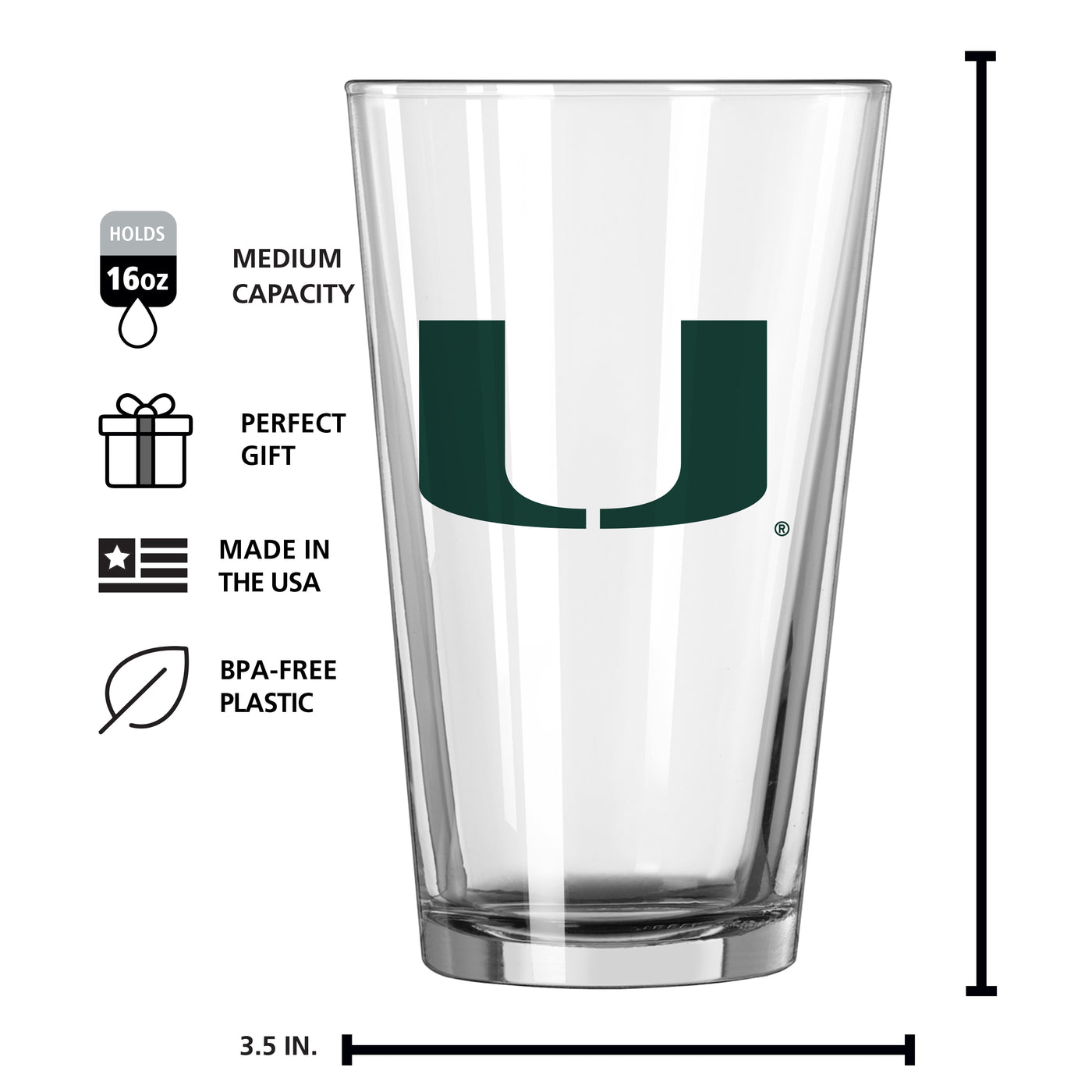 Miami 16oz Gameday Pint Glass