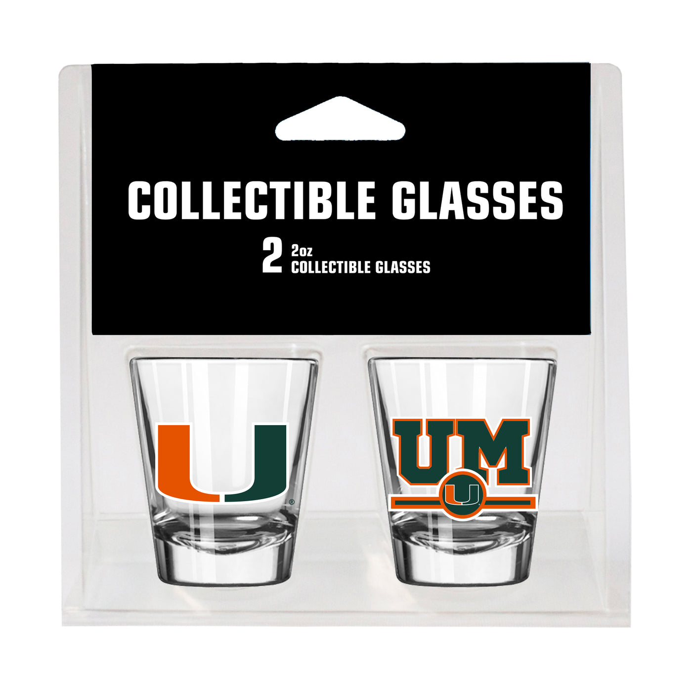 Miami Campus Colors 2oz Letterman Shot Glass 2 Pack
