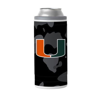 Miami Black Camo 12oz Slim Can Coolie - Logo Brands