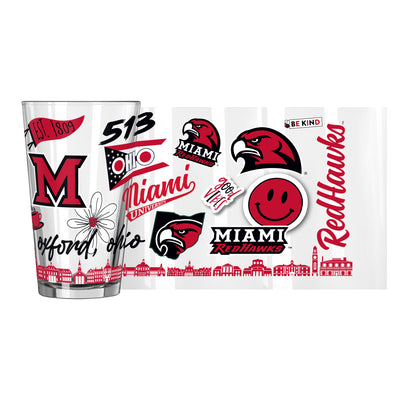 Miami Ohio 16oz Native Pint Glass