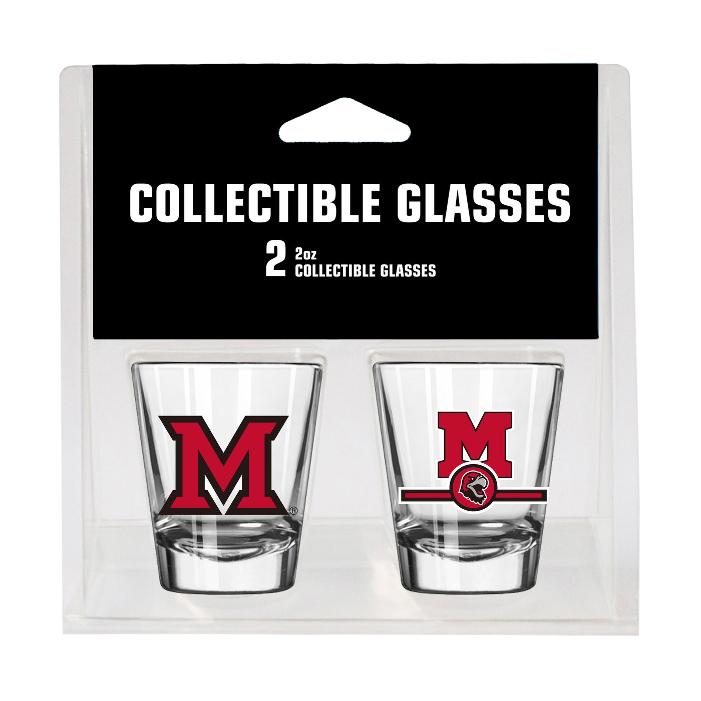 Miami of Ohio Campus Colors 2oz Letterman Shot Glass 2 Pack