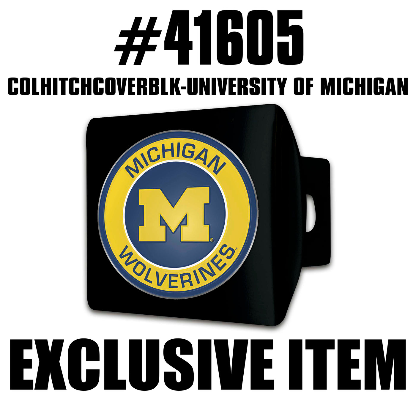 TRINITY University of Michigan Color on Black Hitch Cover