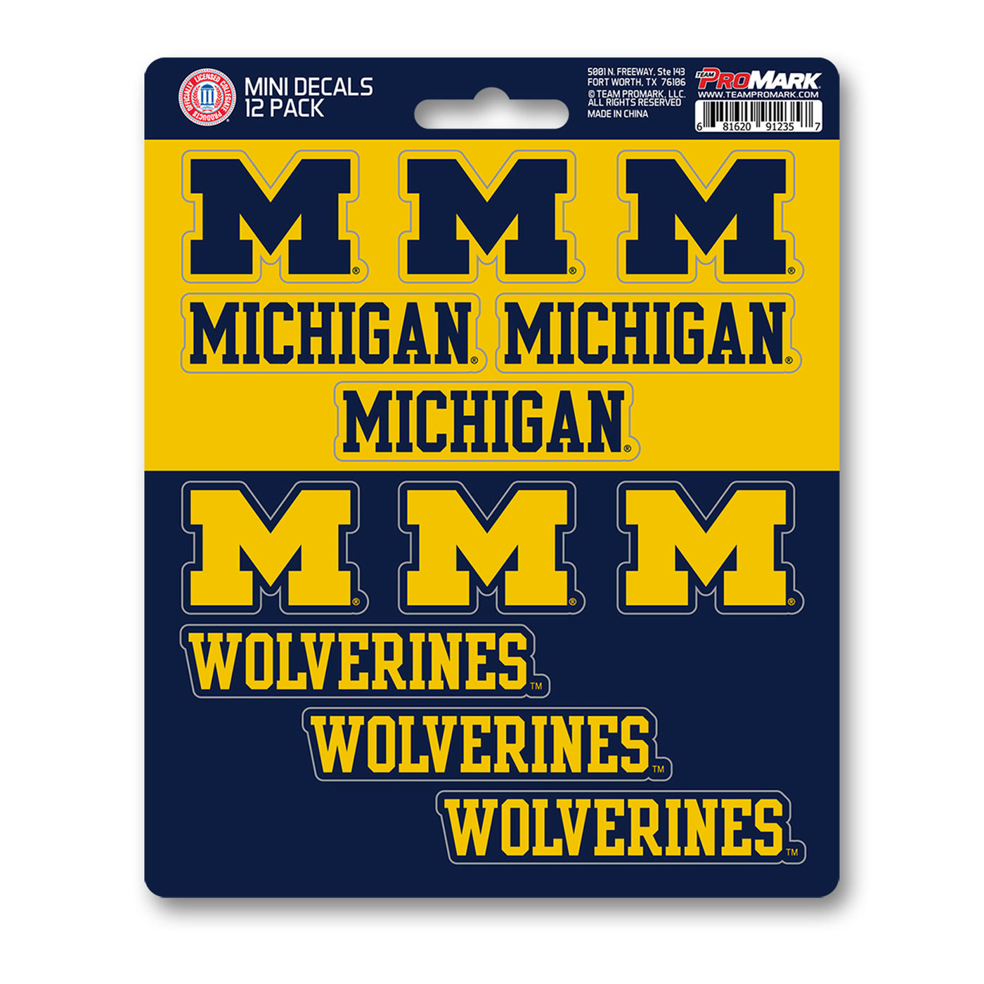University of Michigan Mini Decal 12-pk