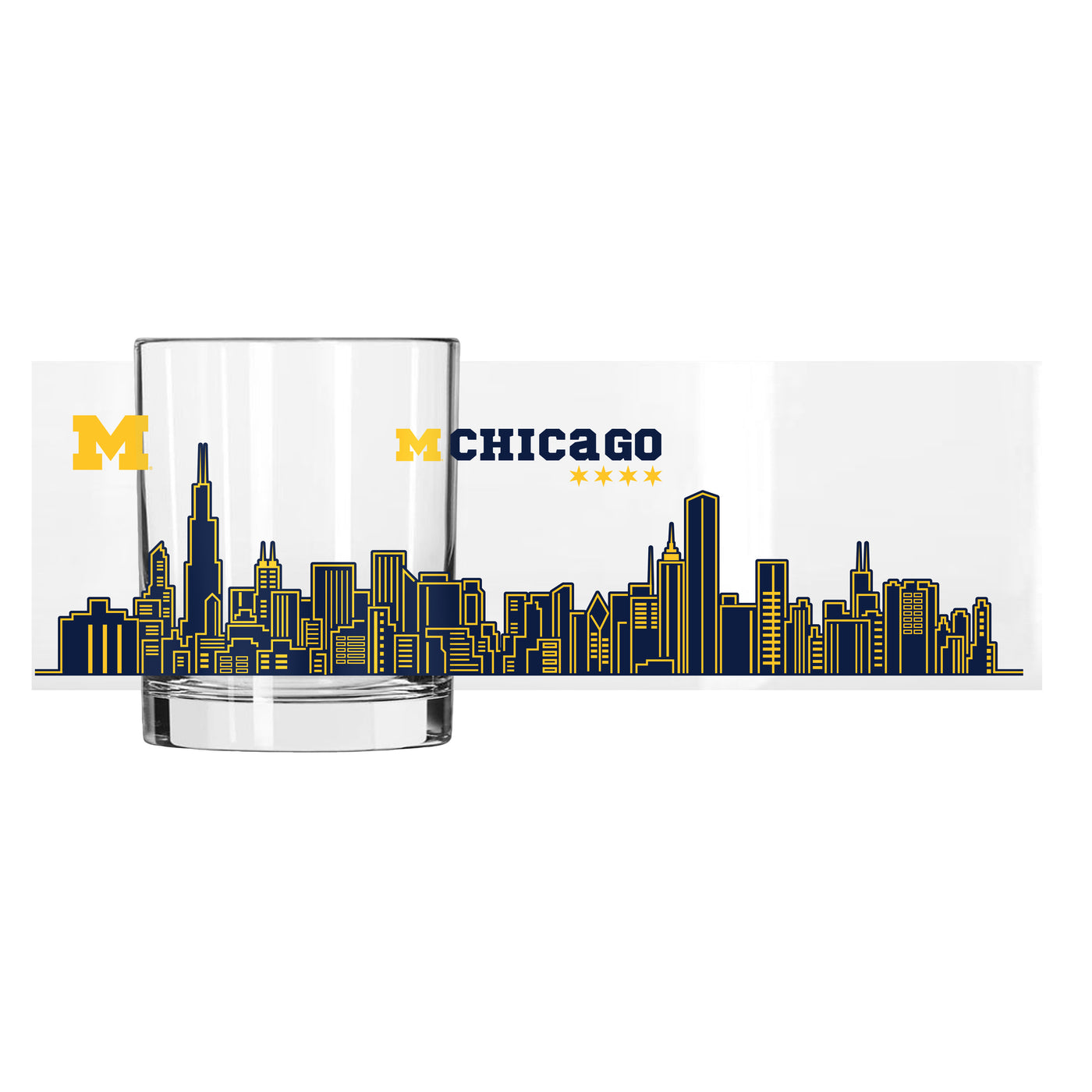 Michigan Chicago 14oz Rocks Glass