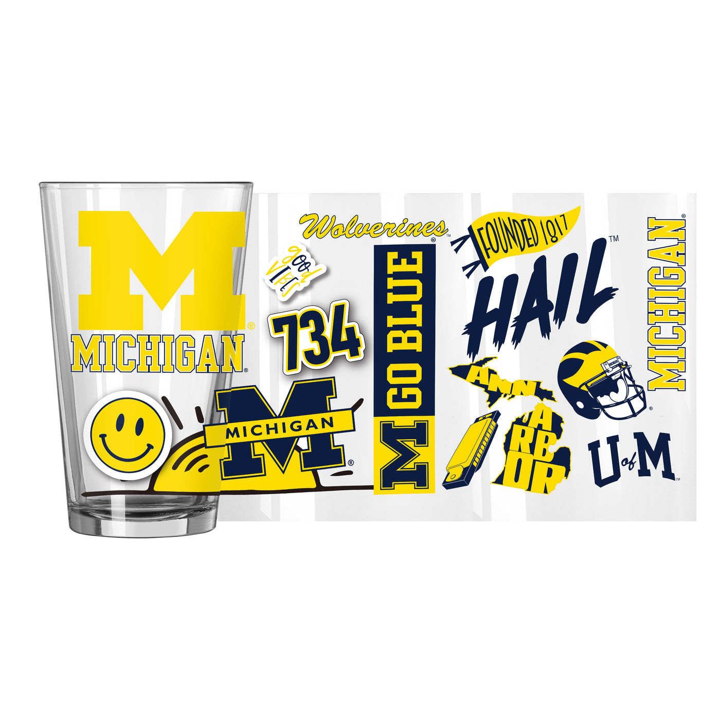 Michigan 16oz Native Pint Glass