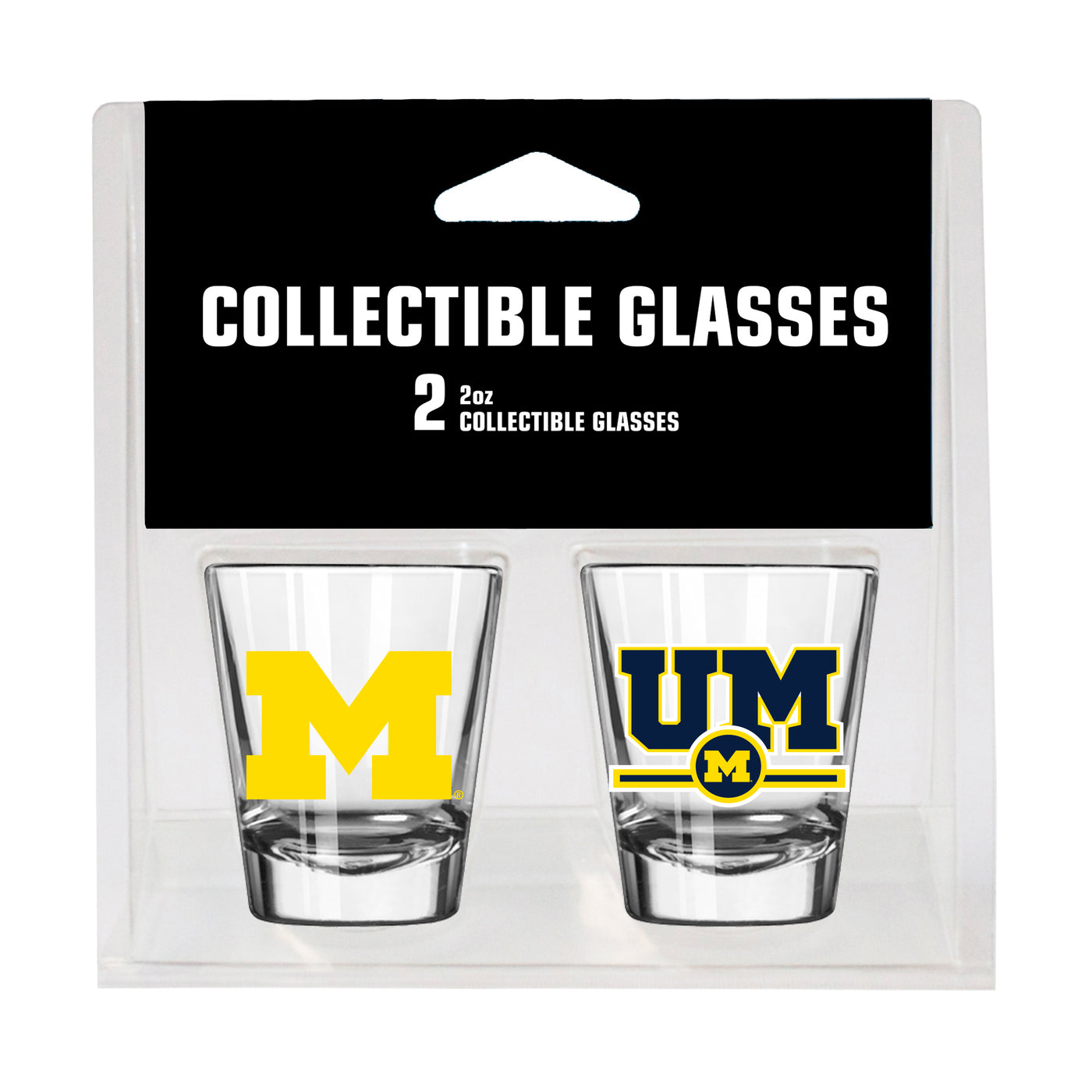 Michigan Campus Colors 2oz Letterman Shot Glass 2 Pack
