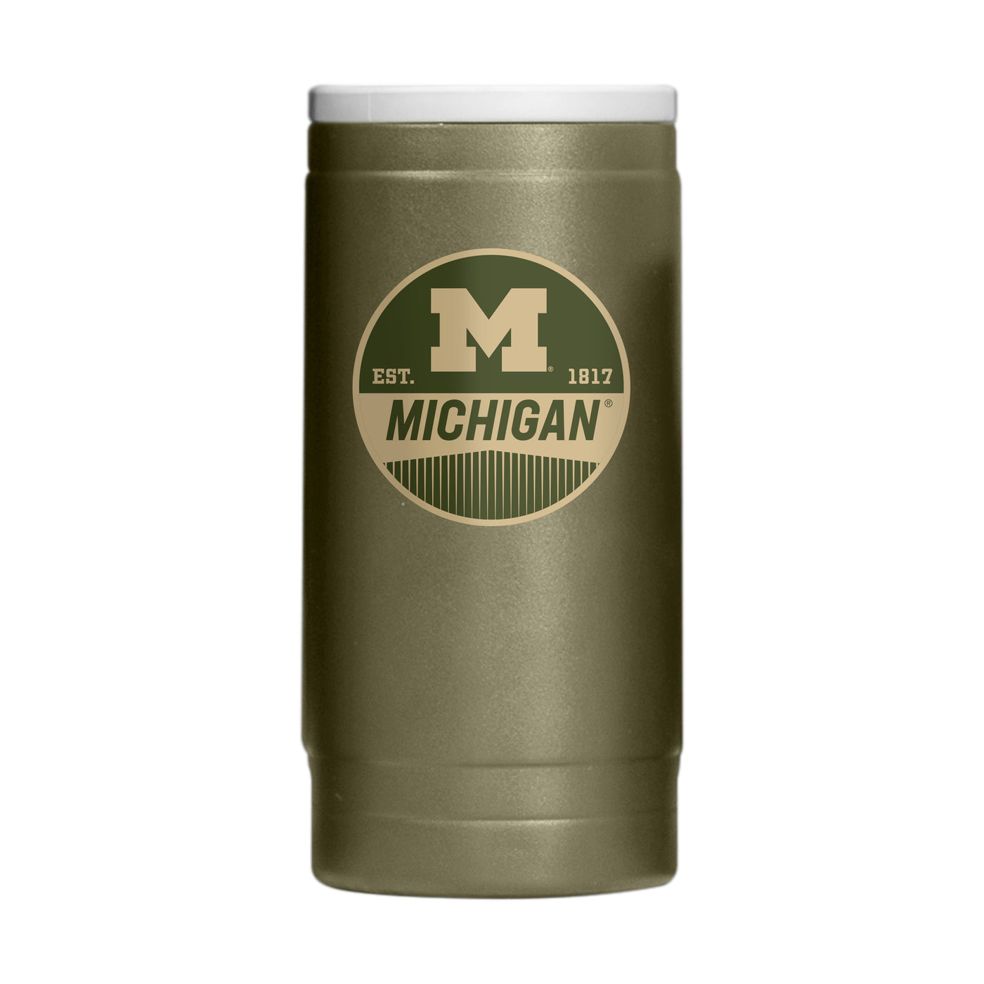 Michigan  Badge Powder Coat Slim Can Coolie