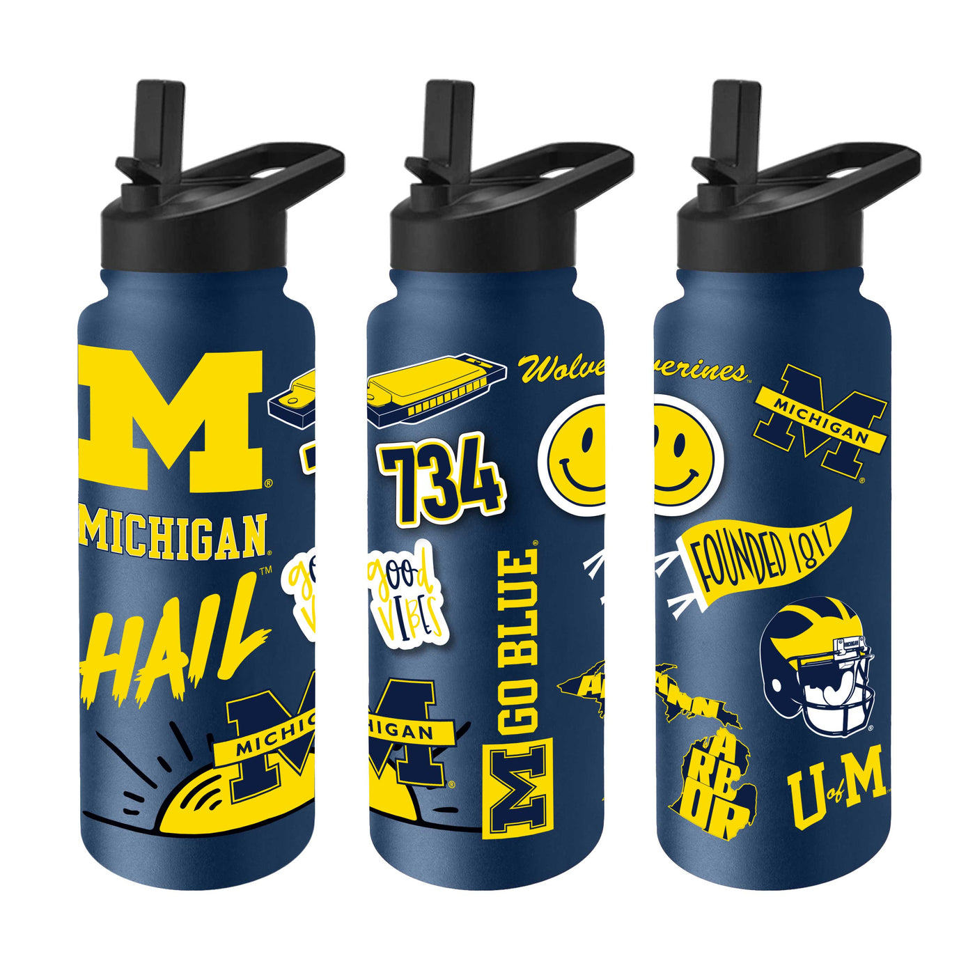 Michigan 34oz Team Color Native Quencher Bottle