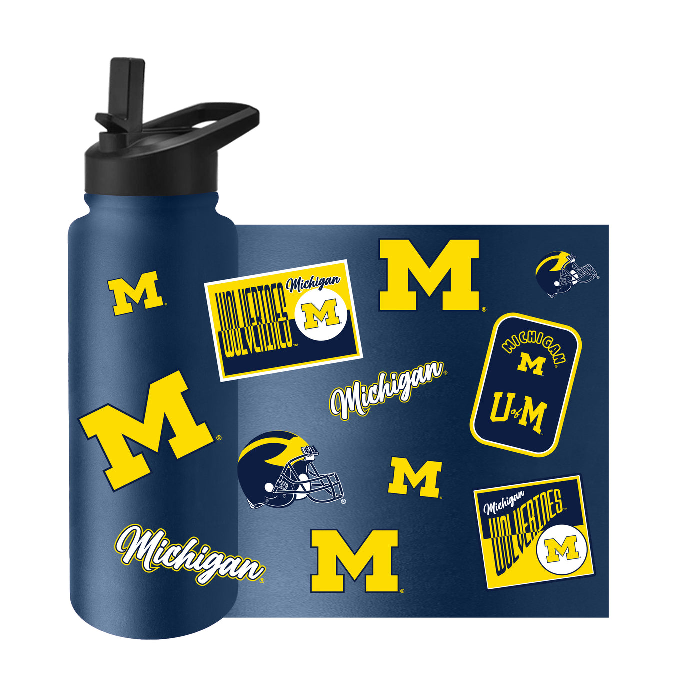 Michigan Navy 34oz Dreamweave Quencher Bottle