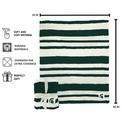 Michigan State Cable Knit Throw 50x60