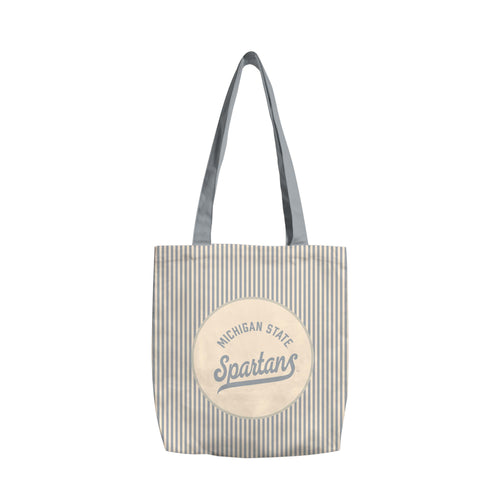 Michigan State Classic Canvas Tote bag with green and white logo, durable handles, ideal for carrying personal items.