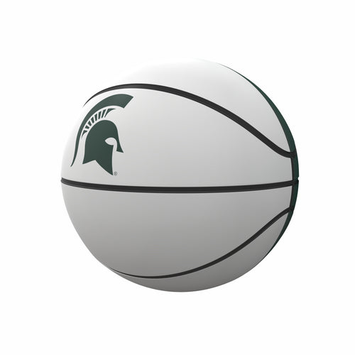 Mini Michigan State autograph basketball by Logo Brands with visible signature and team logo for recreation or display.