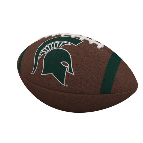 Official Michigan State Spartans stripe composite football by Logo Brands, showing team colors and design for recreation use.