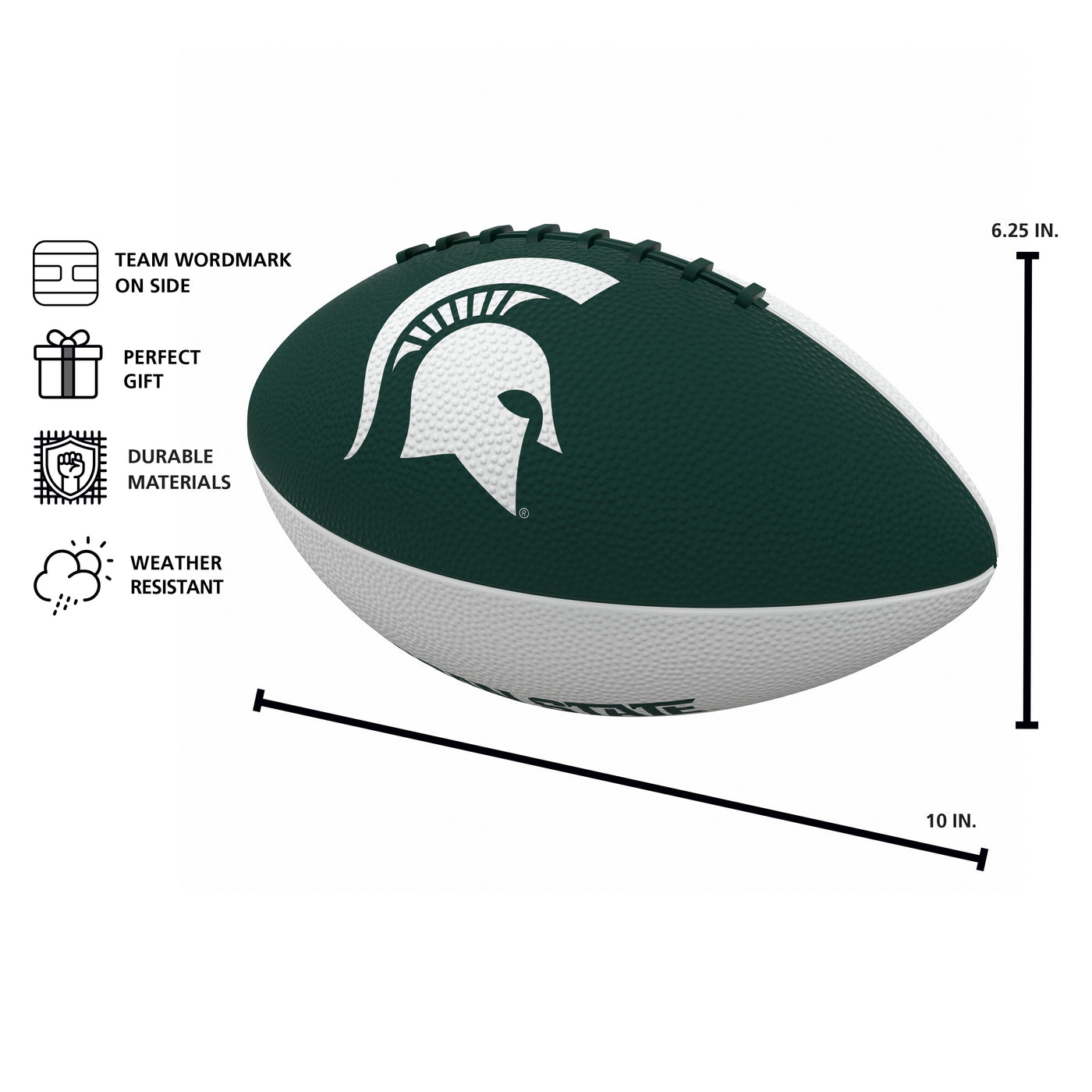 Michigan State Pinwheel Logo Junior Size Rubber Football - Logo Brands