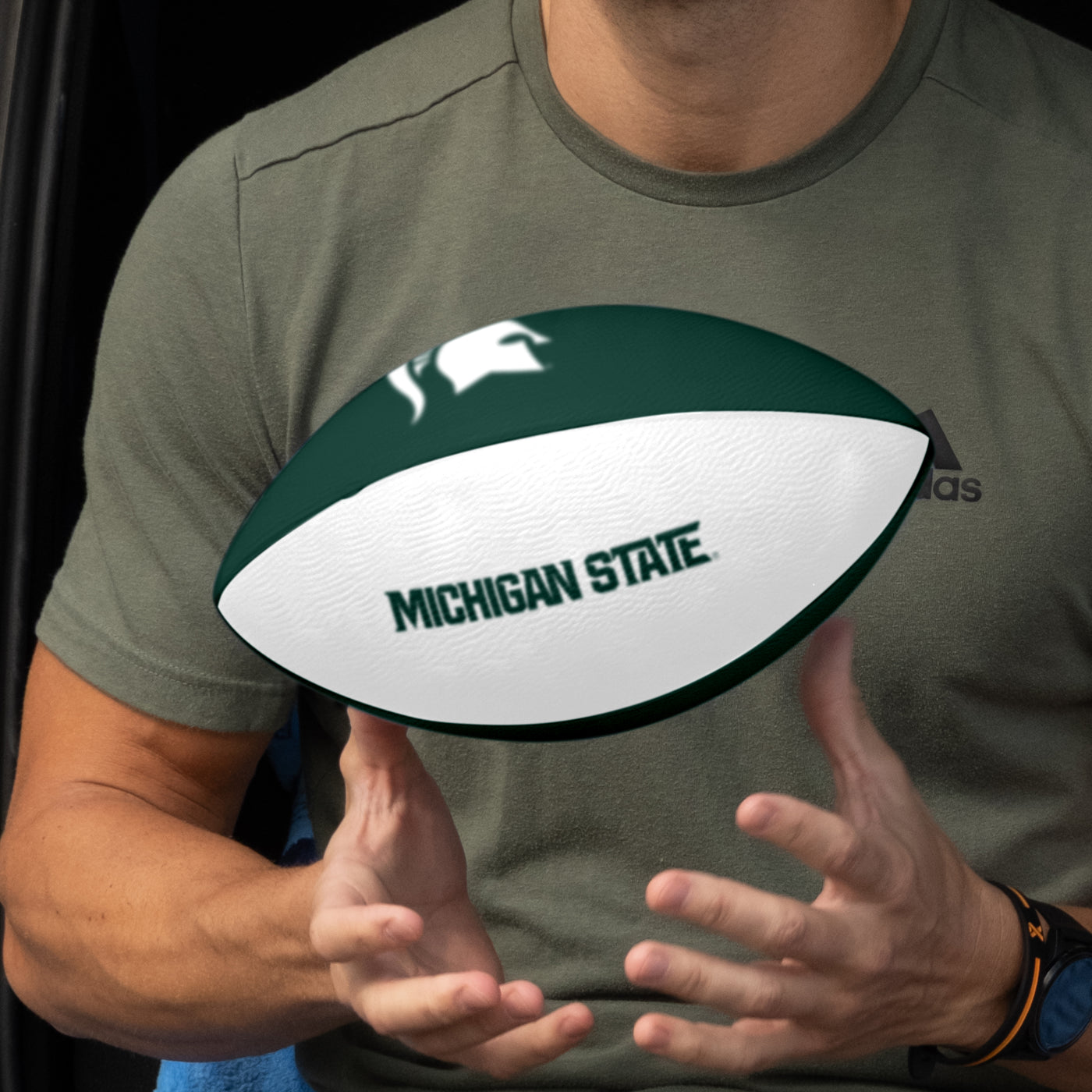 Michigan State Pinwheel Logo Junior Size Rubber Football - Logo Brands