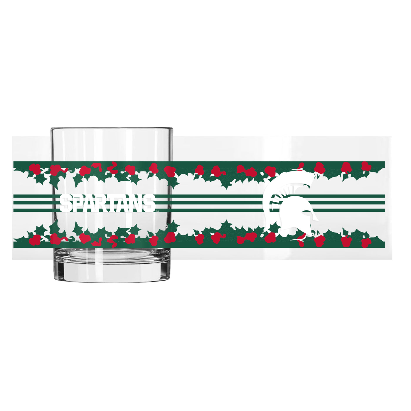 Michigan State 14oz Holiday Rocks Glass