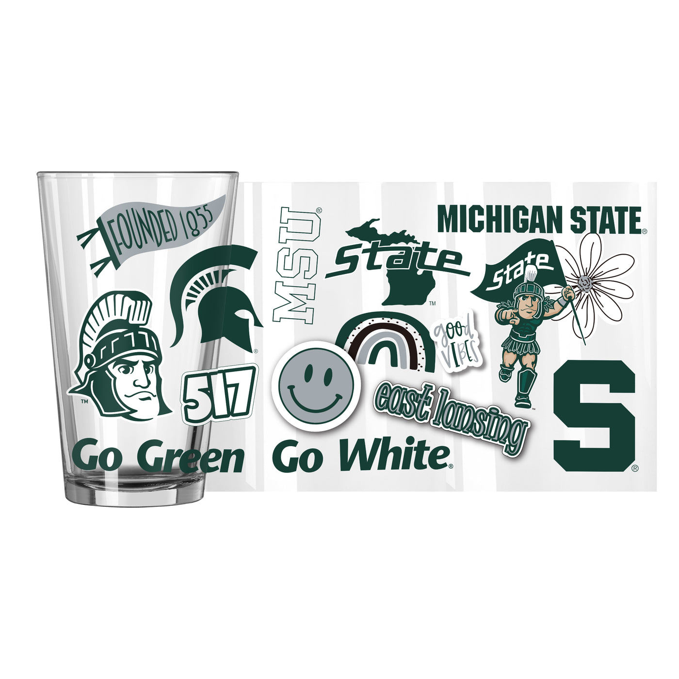 Michigan State 16oz Native Pint Glass