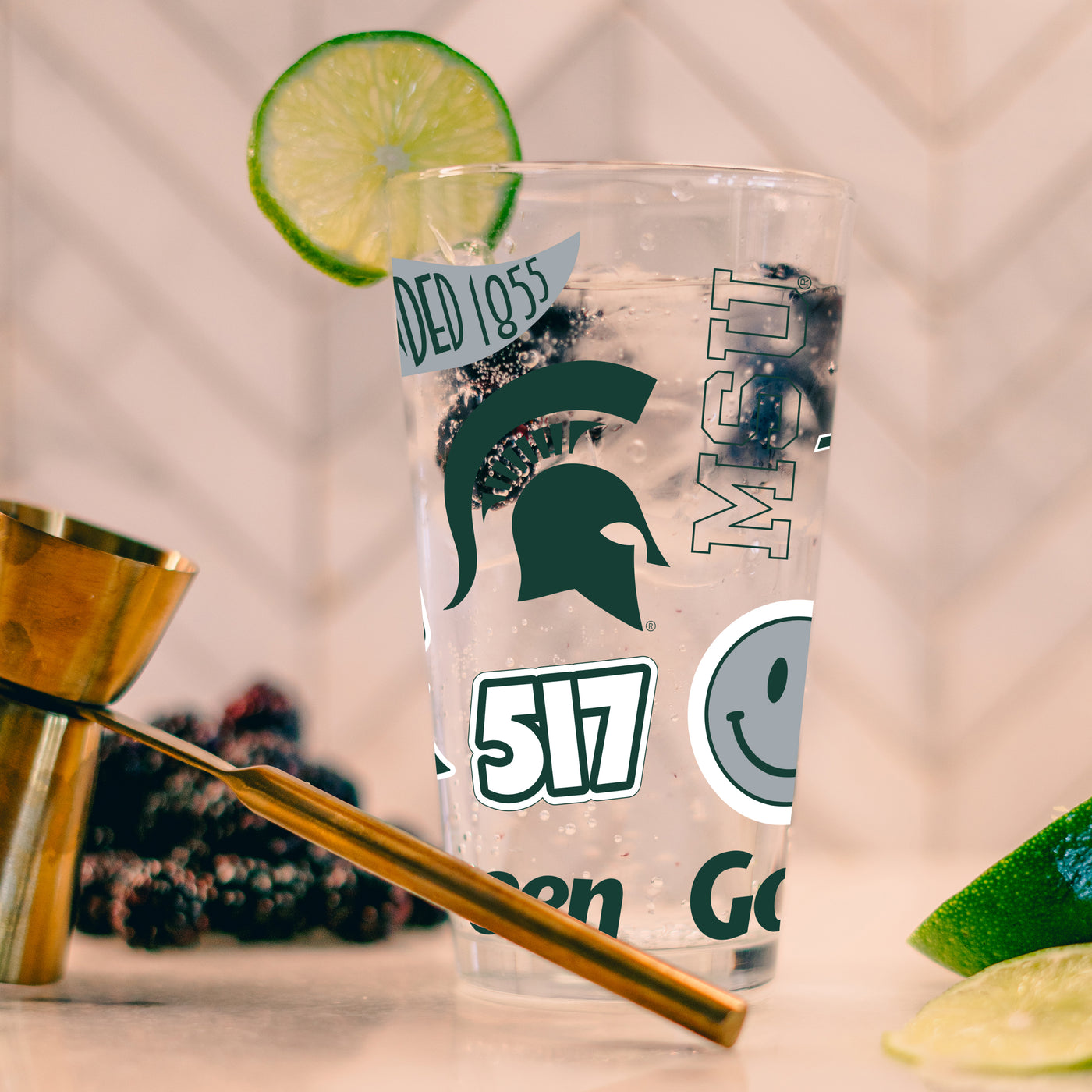Michigan State 16oz Native Pint Glass