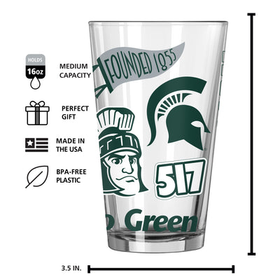 Michigan State 16oz Native Pint Glass