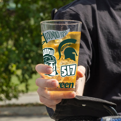 Michigan State 16oz Native Pint Glass