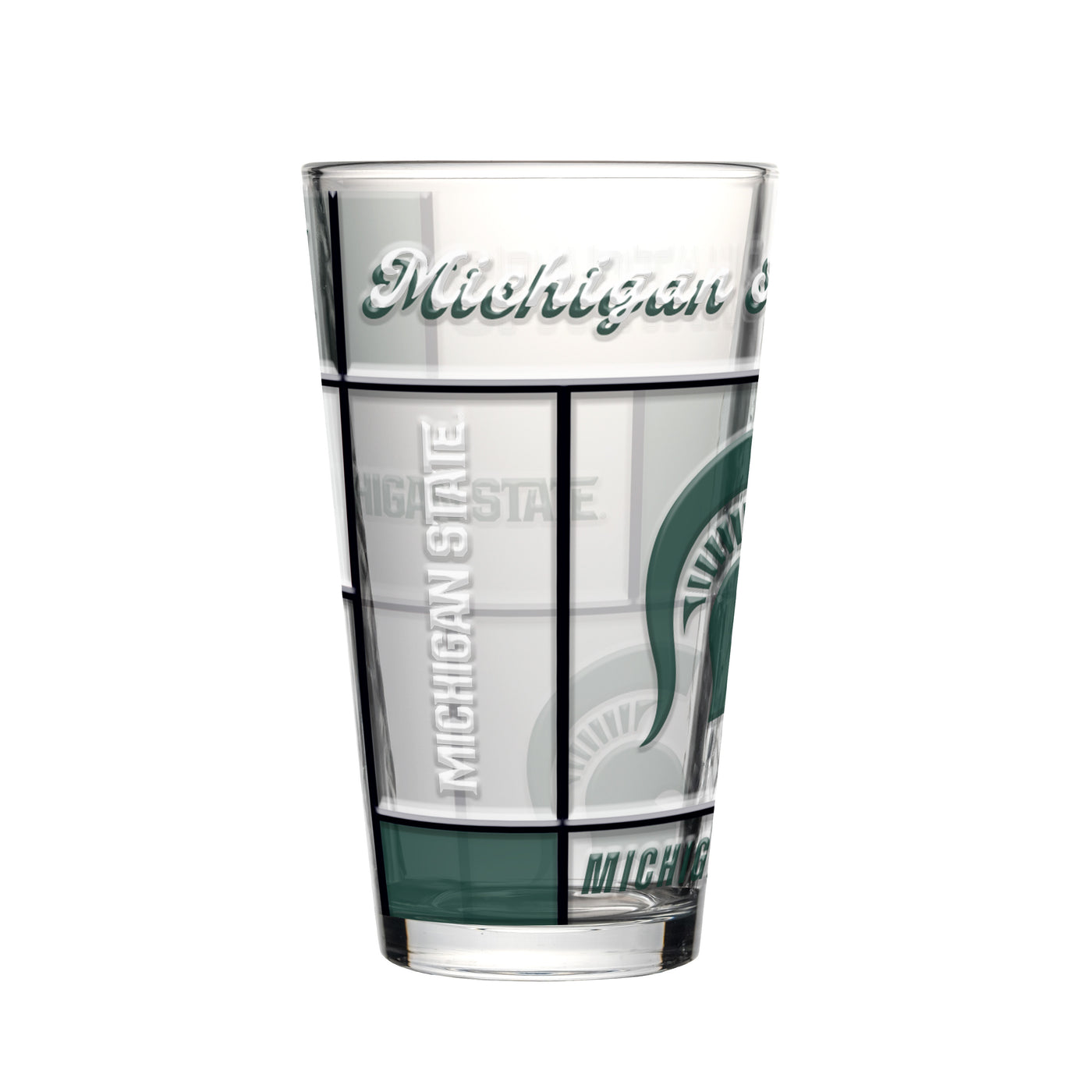 Michigan State 16oz Quilted Stained Pint Glass