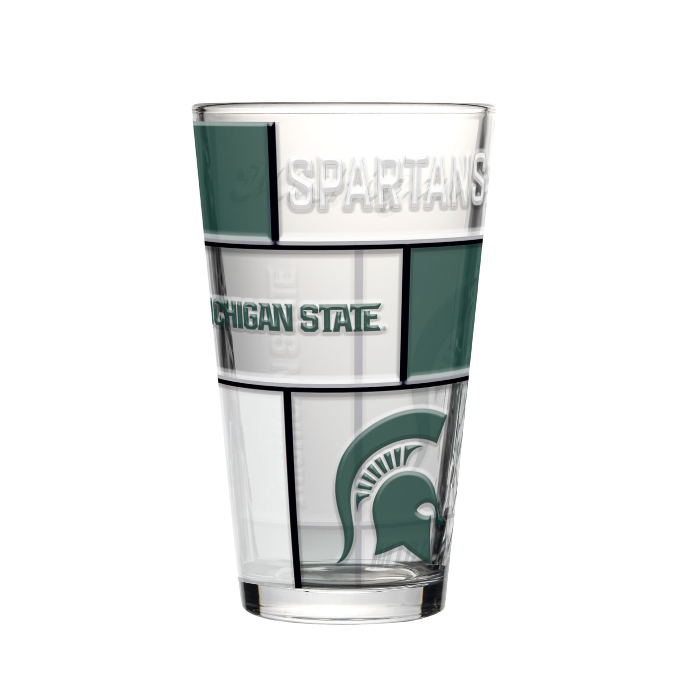 Michigan State 16oz Quilted Stained Pint Glass