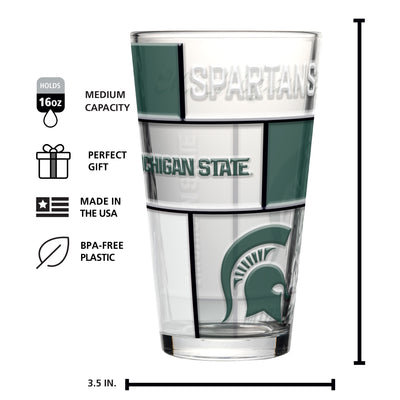 Michigan State 16oz Quilted Stained Pint Glass