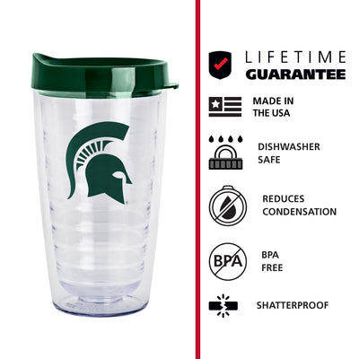 Michigan State 16oz Flipside Dbl Wall Clear Tumbler