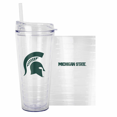 Michigan State 22oz Flipside Dbl Wall Clear Tumbler