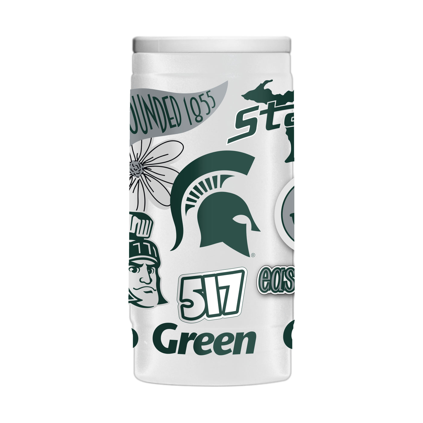 Michigan State 12oz Native Powder Coat Slim Can Coolie
