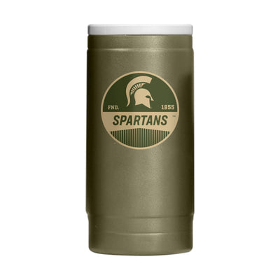 Michigan State  Badge Powder Coat Slim Can Coolie
